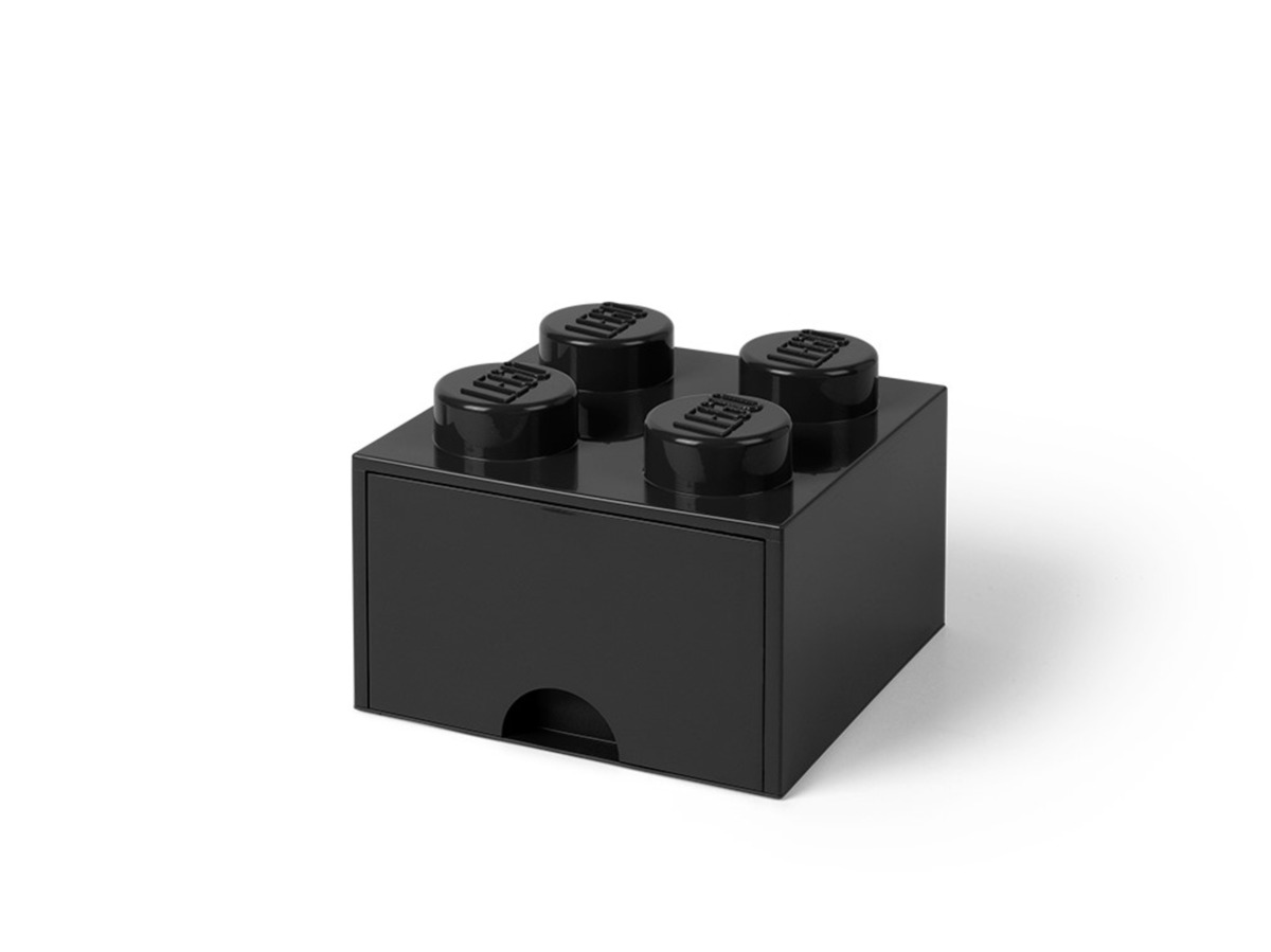 pudelko z szuflada w ksztalcie czarnego klocka lego 5005711 z 4 wypustkami