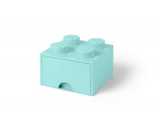 pudelko z szuflada w ksztalcie jasnoturkusowego klocka lego 5005714 z 4 wypustkami